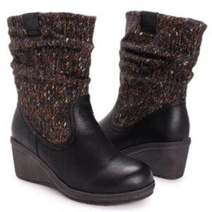 MUK Luk Black Palmer Wedge Boot, Sz 8 & 9, NWT